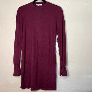 Velvet torch Los Angeles ruffle longsleeve burgandy sweater dress Size small